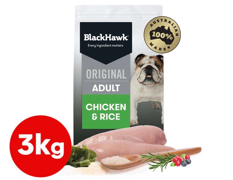 Black Hawk Adult Dry Dog Food Chicken & Rice 3kg