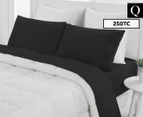 Dreamaker Easy Care Plain Dyed Queen Bed Sheet Set - Black