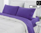 Dreamaker Easy Care Plain Dyed Queen Bed Sheet Set - Purple