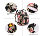 LOKASS Women's Baby Diaper Bag Backpack-Black peony