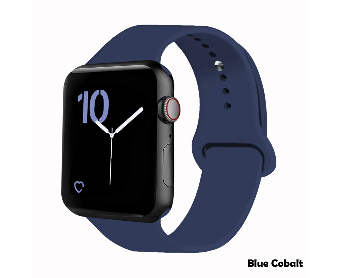 Sports Silicone Bracelet wrist band For Apple Watch Series 4 3 2 1 - 38mm 40mm M/L 140-190mm - Blue Cobalt