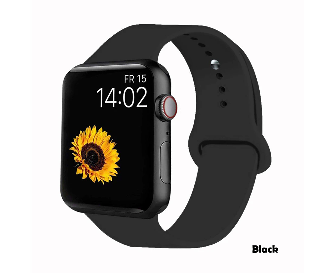 Sports Silicone Bracelet wrist band For Apple Watch Series 4 3 2 1 - 42mm 44mm M/L 140-190mm - Black