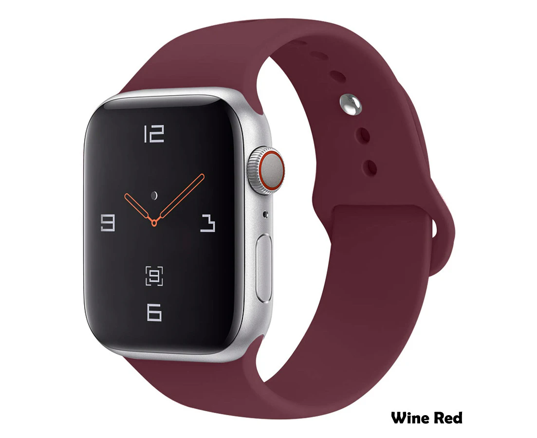 Sports Silicone Bracelet wrist band For Apple Watch Series 4 3 2 1 - 38mm 40mm M/L 140-190mm - Wine Red