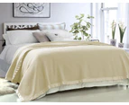 Luxury Australian Merino Wool Blend Blanket Throw Coverlet Bedspread Winter Warm 350GSM Cream Single/Double, Queen/ King