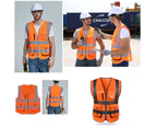 SFVest High Visibility Reflective Working Safety Vest - Orange