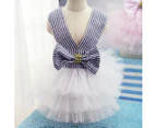 Legendog Pet Wedding Tutu Dress Strap Bowknot Yarn Dog Summer Skirt Puppy Clothing-Blue & White