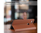 Google Pixel 3 XL Case Wallet Flip Card Holder Litchi Texture Shock Absorption PU Leather Cover-Brown