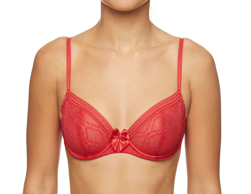 Passionata Women's Let's Play Half Cup Bra - Poppy Red