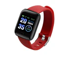 Catzon 116Plus Fitness Tracker HR Heart Rate Monitor Waterproof Smart Fitness Band Step Counter Calorie Pedometer-Red