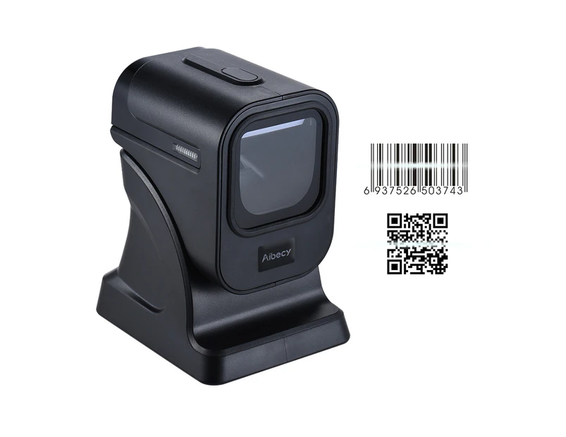Aibecy High Speed Omnidirectional 1D/2D Presentaion Barcode Scanner with USB Cable for Stores Supermarkets Express - Black
