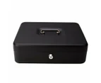 Portable Security Lockable Cash Box Tiered Tray Money Drawer Safe Storage Black