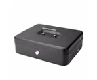Portable Security Lockable Cash Box Tiered Tray Money Drawer Safe Storage Black