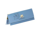 Long Leather Wallet Cardholder - Blue