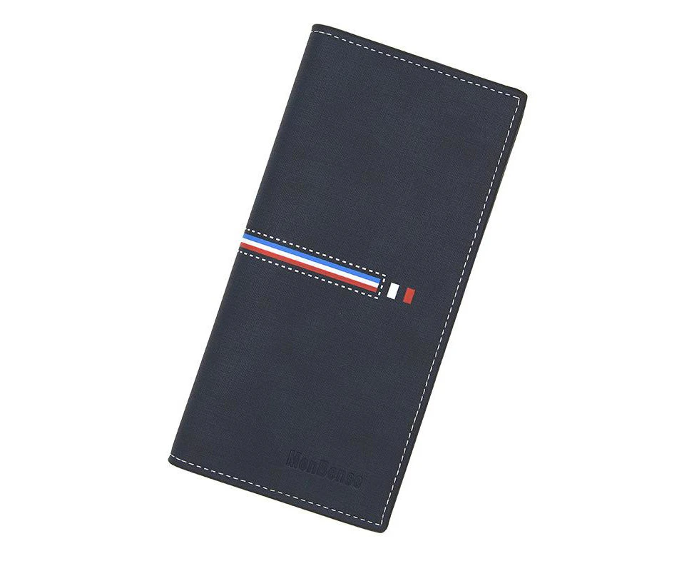 Long Leather Wallet for Men Purse - Blue