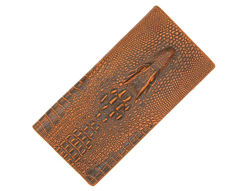 Alligator Print Leather Wallet Cardholder - Orange