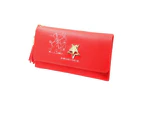 Long Leather Wallet Cardholder - Red