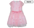 Simonetta Girls' Floral Tulle Dress - Pink