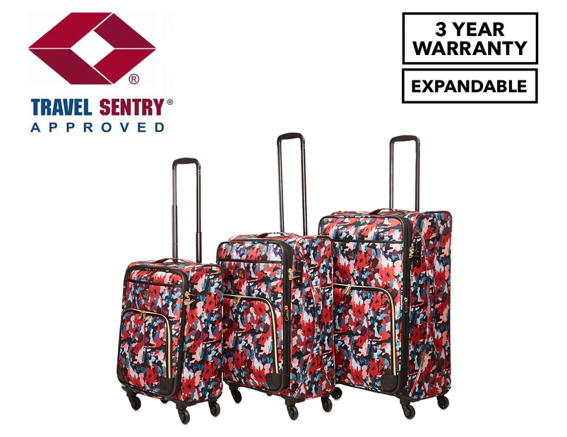 Madison Avenue 3-Piece Spring Collection Expandable 4W Luggage/Suitcase Set - Red Floral