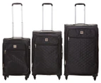 Courier 3-Piece Quilting Collection Expandable 4W Luggage/Suitcase Set - Black