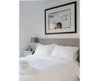 White Satin Stripe Single Duvet Cover and Pillowcase Set
