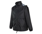Huski Stratus Rain Jacket Concealed Hood Windproof Workwear - Black