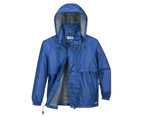 HUSKI STRATUS RAIN JACKET Waterproof Workwear Concealed Hood Windproof Packable - Cobalt