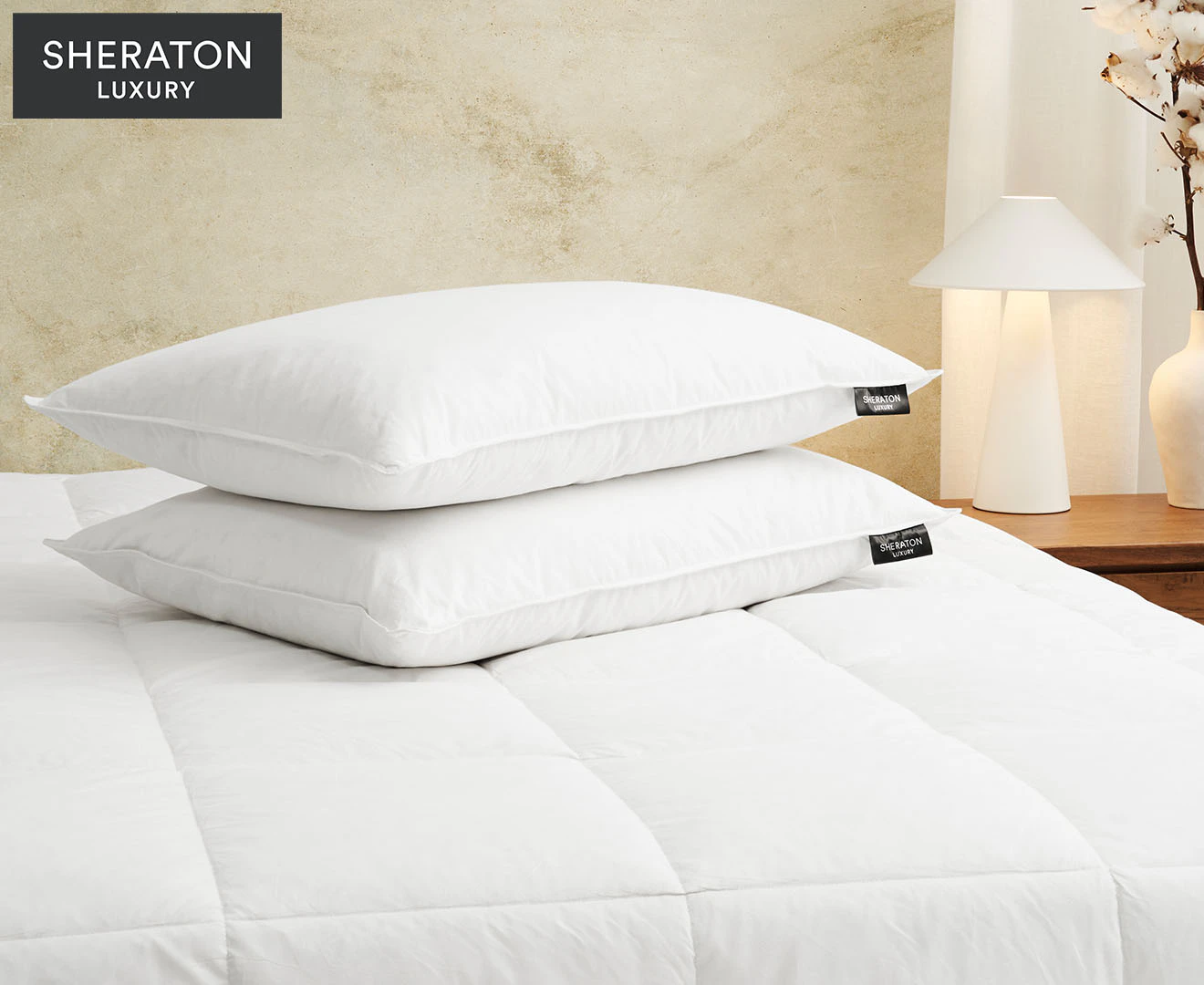 Sheraton Luxury Goose Feather & Down Pillow 2-Pack - White