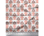 Soimoi Orange Ikat Ethnic Cotton Poplin Print Fabric by the Yard- Width 42 Inches