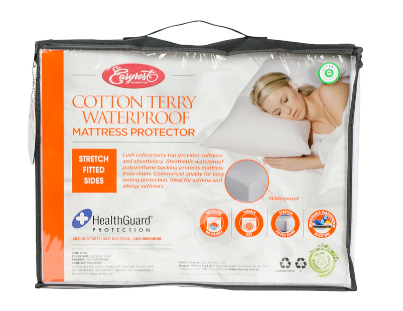 Easy Rest- Mattress Protector Cotton Terry Waterproof - Poly Cotton Knitted Skirt