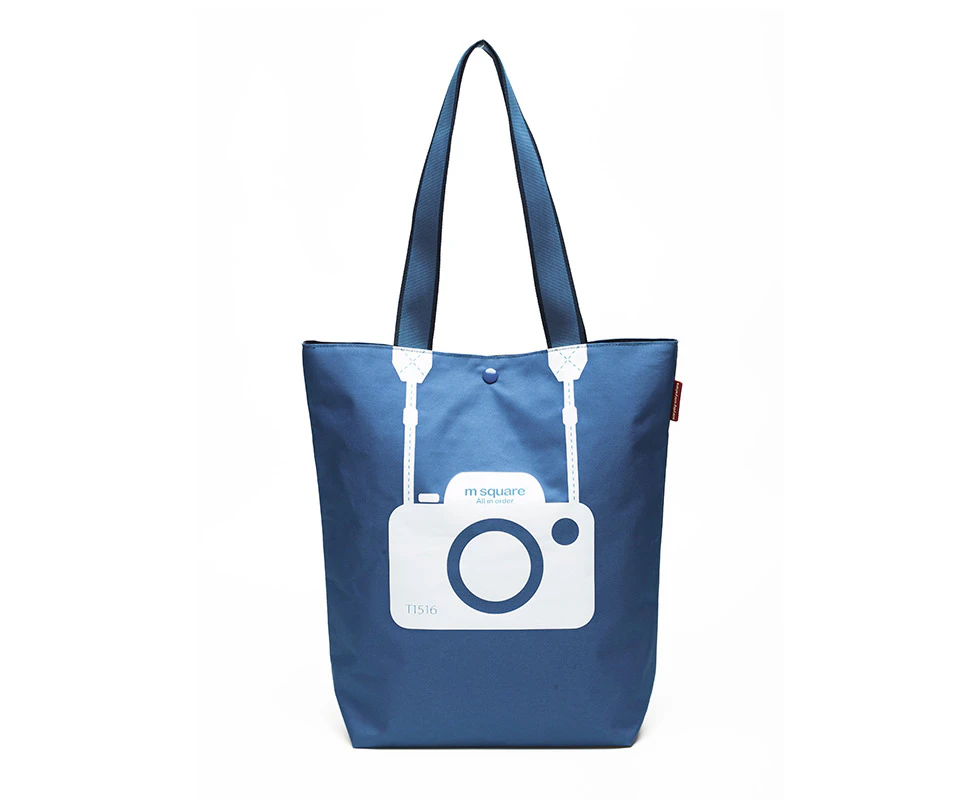 M SQUARE-Custom Logo Big Eco Friendly Recycle Shoulder Shopping Bag-T151698-blue