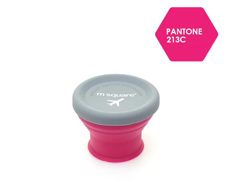 M SQUARE-Folding collapsible eco-friendly outdoor silicone cup with lip size S-PINK