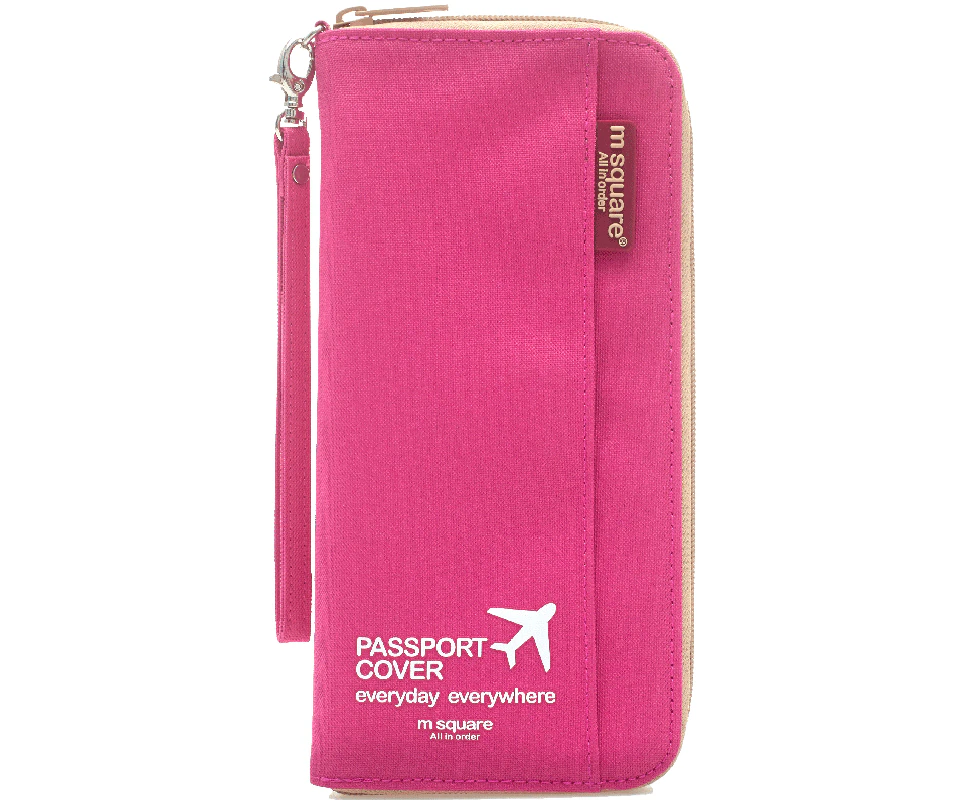 MSQUARE multinational colorful traveling passport wallet bag long version-pink