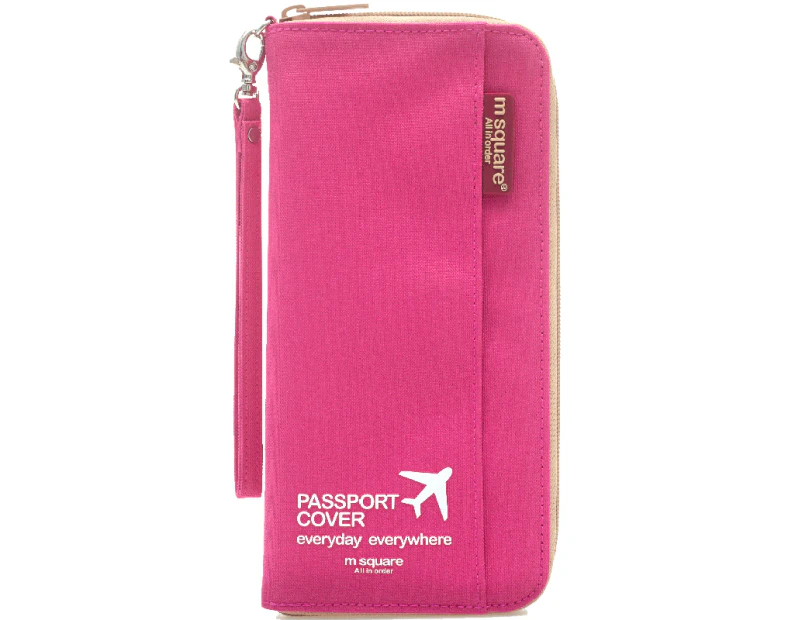 MSQUARE multinational colorful traveling passport wallet bag long version-pink