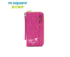 MSQUARE multinational colorful traveling passport wallet bag long version-wave point pink