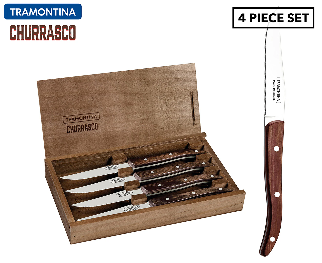 Set of 4 Tramontina Paisano Steak Knives