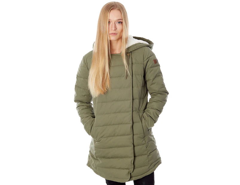 Roxy Dusty Olive Glassy Coast - Quilted Womens Water Resistant Jacket