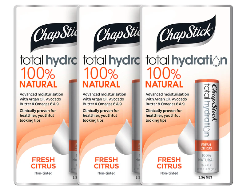 3 x ChapStick Total Hydration Fresh Citrus 3.5g