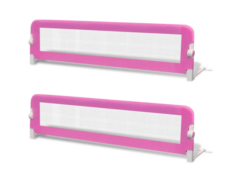 2x Toddler Safety Bed Rail Pink 150x42cm Baby Protective Guard Gate