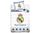 Real Madrid CF White Geo Single 100&#37; Cotton Duvet Cover - European Size