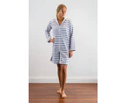 SAMMIMIS Adult Terry Hooded Towel Cover Up Bathrobe 100% Cotton - Navy White