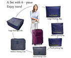 6 Set Travel Storage Bags/Luggage Organizer Pouch - Dark Blue