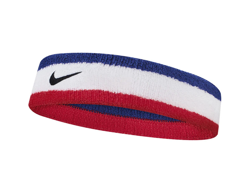 Nike Mens Swoosh Stretchy Cotton Workout Sweat Headband - Habanero RedBlack