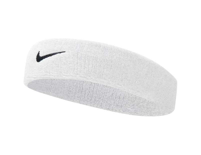 Nike Mens Swoosh Stretchy Cotton Workout Sweat Headband - WhiteBlack
