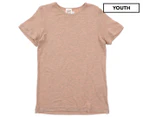 Caffè d'Orzo Youth Girls' Crew Neck Tee / T-Shirt / Tshirt - Pastel Pink