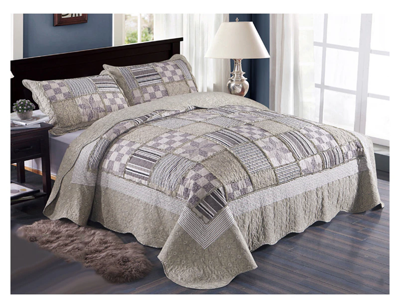 Chic Microfibre Coverlet / Bedspread Set Comforter Patchwork Quilt  for Queen King Size bed 230x250cm 29#