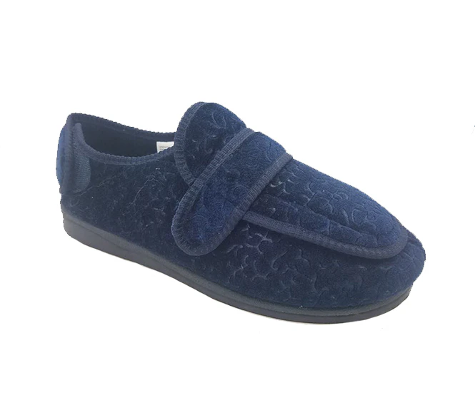 Panda Elisa Ladies Slipper Fully Adjustable Velcro Opening Wide Fit - Blue