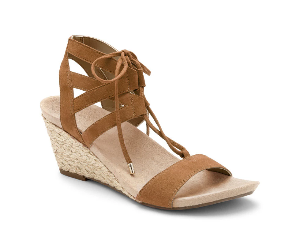 VIONIC Women's Tansy Wedge Espadrille Sandal Caramel