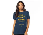 Fox Women's Darkside Boyfriend Crew Roll Sleeve Tee / T-Shirt / Tshirt - Navy