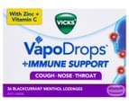 2 x Vicks VapoDrops + Immune Support Lozenges Blackcurrant 36pk 2