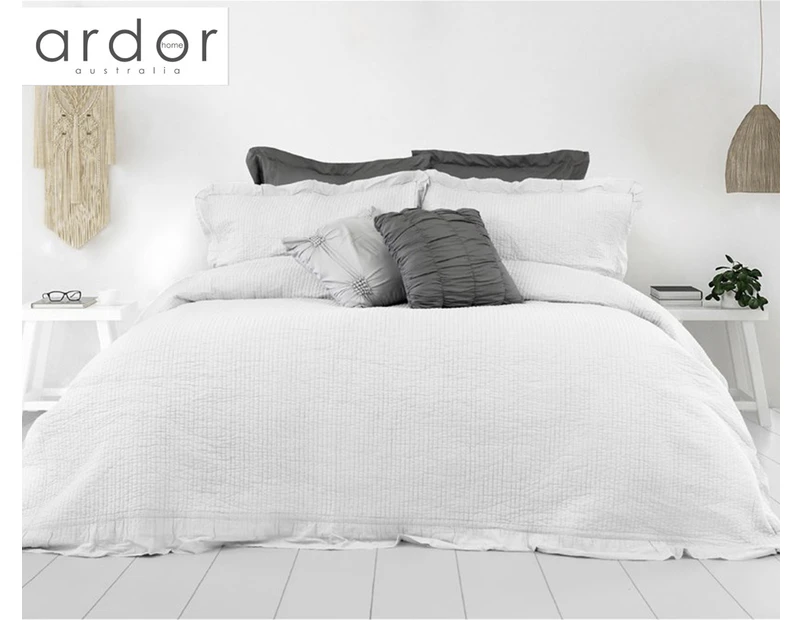 Ardor Flinders Cotton King Bed Coverlet Set - White